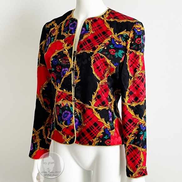 Adrianna Papell x Talbots Suit Jacket & Skirt Set Silk 2pc Jacquard Sz 8 Vintage - Picture 15 of 17